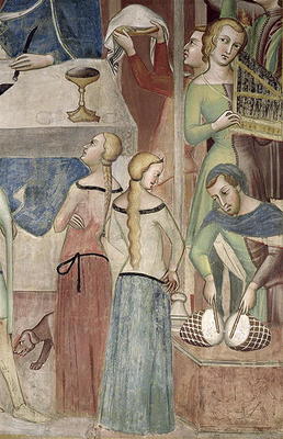 Satan Asking God to Tempt Job, detail of musicians, 1356-67 (fresco) a also Manfredi de Battilori Bartolo di Fredi
