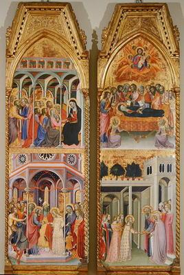 Triptych of the Coronation of the Virgin, left and right panels (oil on panel)