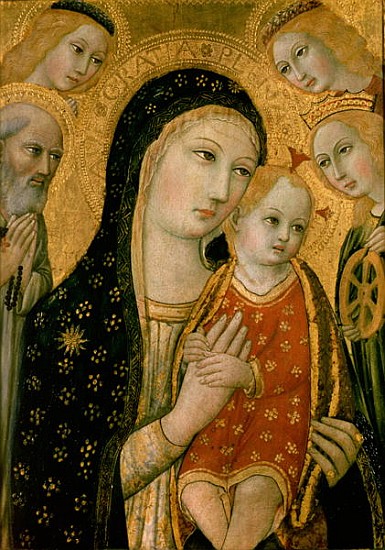 Madonna and Child with SS. Dominic and Catherine of Alexandria, 15th century a also Ansano di Pietro di Mencio Pietro Sano di