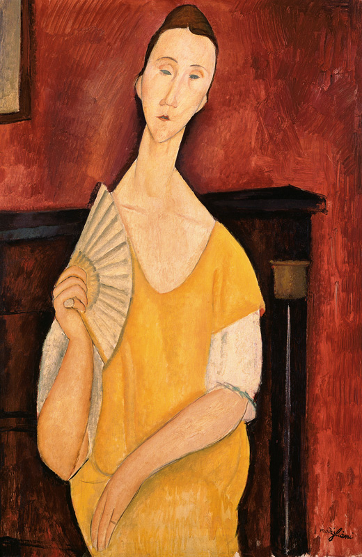 Woman with a Fan (Lunia Czechowska) a Amadeo Modigliani