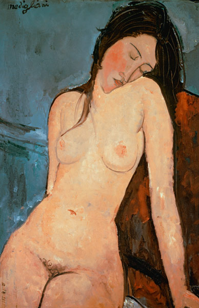 Dettaglio di un nudo femminile seduto a Amadeo Modigliani