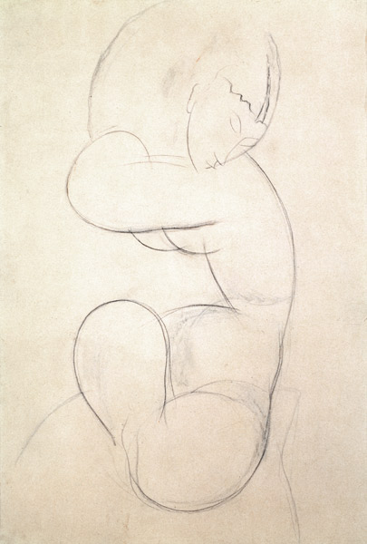 Seated Female Nude (blue chalk) a Amadeo Modigliani