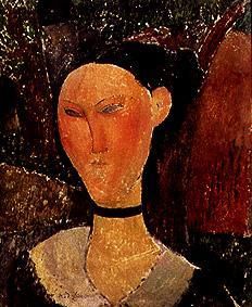Young woman with velours collar. a Amadeo Modigliani