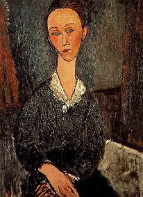 Woman portrait with a white lace collar a Amadeo Modigliani