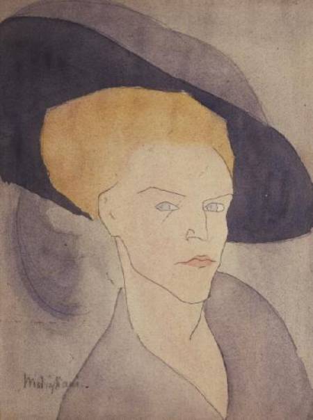 Head of a Woman wearing a hat a Amadeo Modigliani