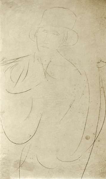 Modigliani / Woman with Hat / Drawing a Amadeo Modigliani