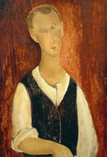 Young man with a black waistcoat a Amadeo Modigliani