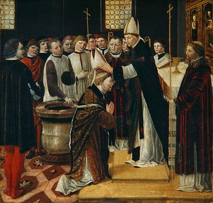 Ordination of St. Augustine (tempera on panel) a Ambrogio da Fossano