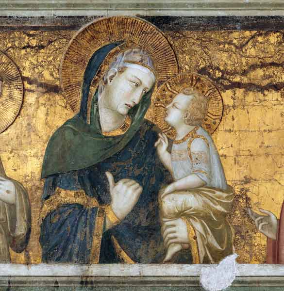 Madonna mit Kind, Johannes d.T., dem hl. Franziskus und Stifter a Ambrogio Lorenzetti