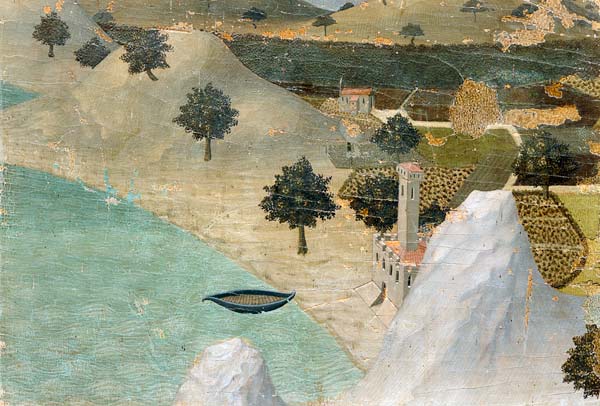 View of a Castle on the Edge of a Lake a Ambrogio Lorenzetti