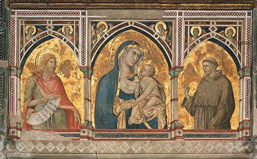 Madonna mit Kind, Johannes d.T. und dem hl. Franziskus a Ambrogio Lorenzetti