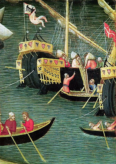 St. Nicholas Saves Mira from Famine, detail of a ship, c.1327-32 a Ambrogio Lorenzetti