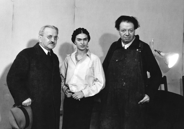 Albert Kahn, Frida Kahlo and Diego Rivera in the mural project studio at the Detroit Institute of Ar a American Photographer