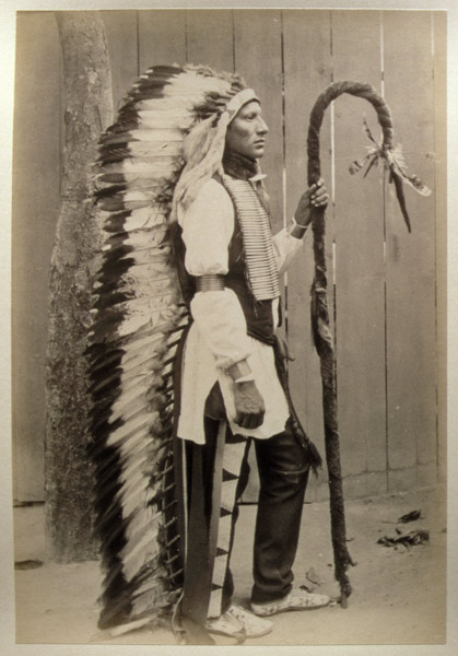 Portrait of a Native American from ''Buffalo Bill''s Wild West'', 1889 (b/w photo)  a American Photographer