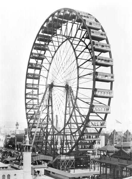 The ferris wheel at the World''s Columbian Exposition of 1893 in Chicago (b/w photo)  a American Photographer