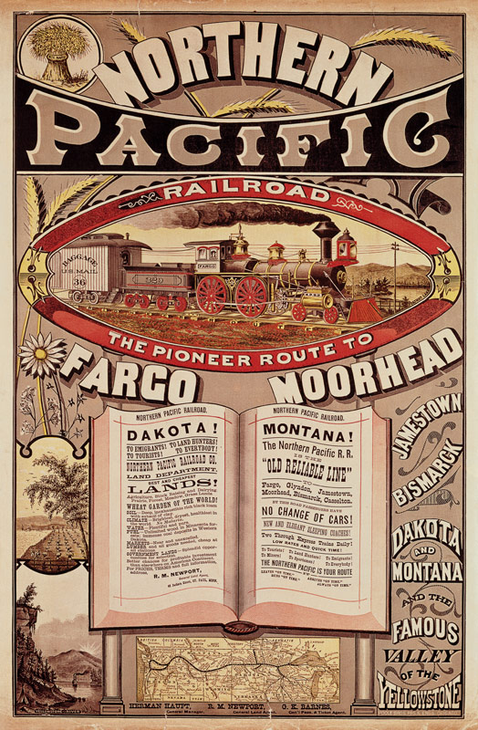 Northern Pacific Railroad Advertisement a Scuola Americana