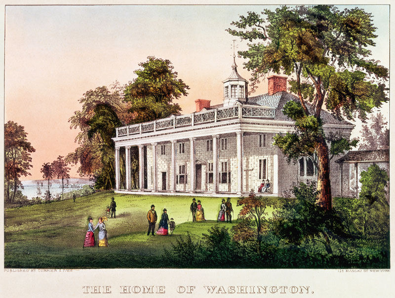 The Home of George Washington, Mount Vernon, Virginia, published Nathaniel Currier (1813-88) and Jam a Scuola Americana
