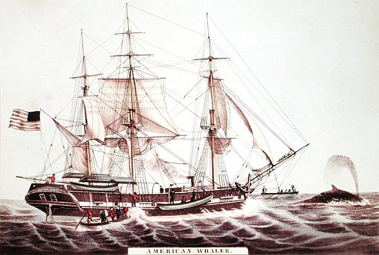 American Whaler; engraved by Nathaniel Currier (1813-88) a Scuola Americana
