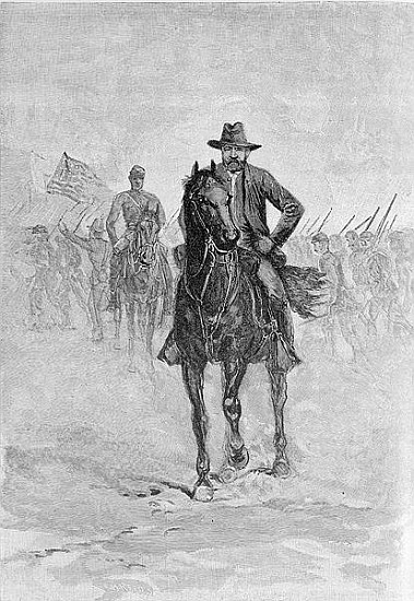 General Grant reconnoitering the confederate position at Spotsylvania court house; engraved by C.H.  a Scuola Americana