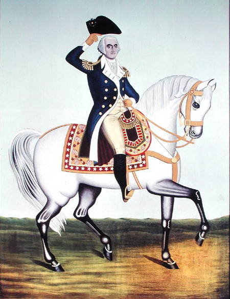 General Washington (1732-99) on a White Charger a Scuola Americana