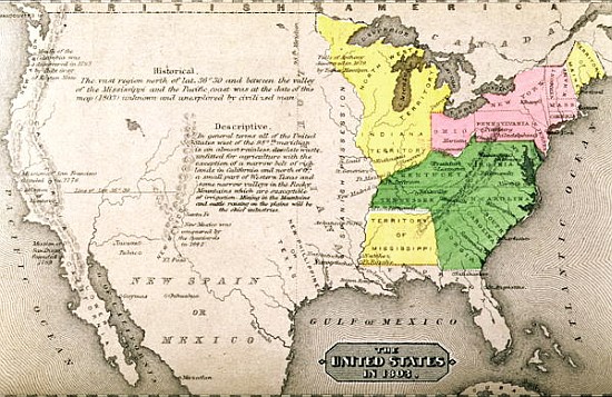 Map of the United States in 1803, from ''Our Whole Country: The Past and Present of the United State a Scuola Americana