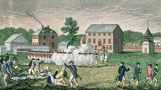 The Battle of Lexington, April 19th 1775, from ''Connecticut Historical Collections'', John Warner B a Scuola Americana