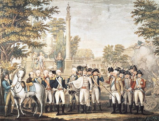 The British Surrendering to General Washington after their Defeat at Yorktown, Virginia, October 178 a Scuola Americana