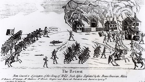 The Retreat, published 1775 a Scuola Americana