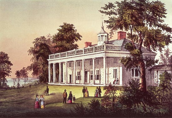 Washington''s Home, Mount Vernon, Virginia, pub. Currier & Ives a Scuola Americana