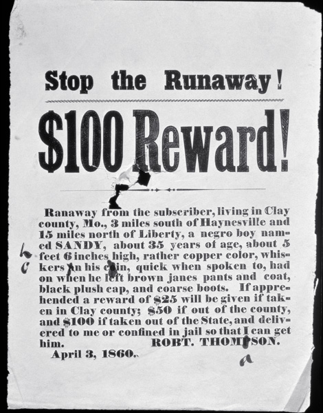 Reward Poster, April 3, 1860 (letterpress broadside) a American School, (19th century)