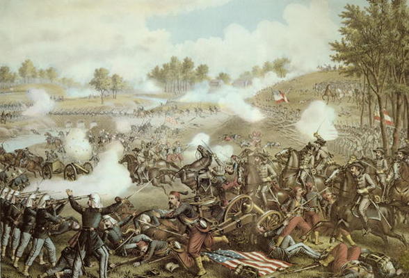 Battle of First Bull Run, 1861 (litho) a American School, (19th century)