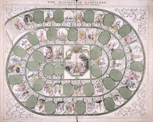 'The Mansion of Happiness' boardgame (colour litho) a American School, (19th century)
