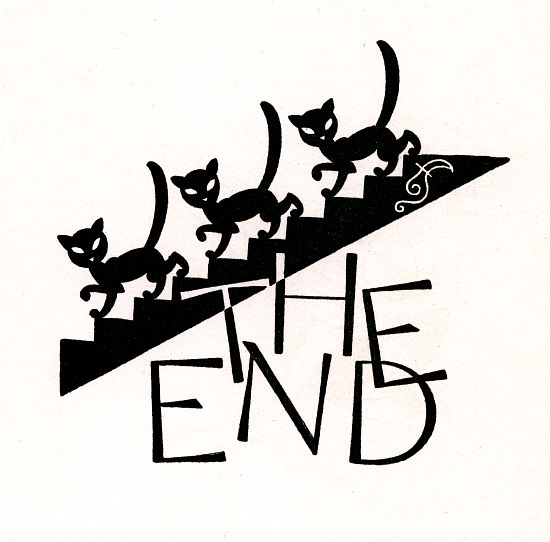 Black Cats Walking Down Stairs with 'The End' a American School, (20th century)