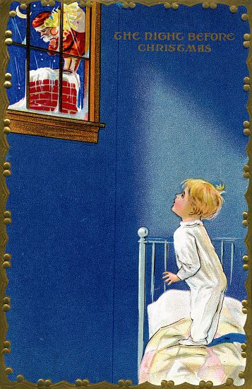 Child Sees Santa on the Roof on Christmas Eve a American School, (20th century)