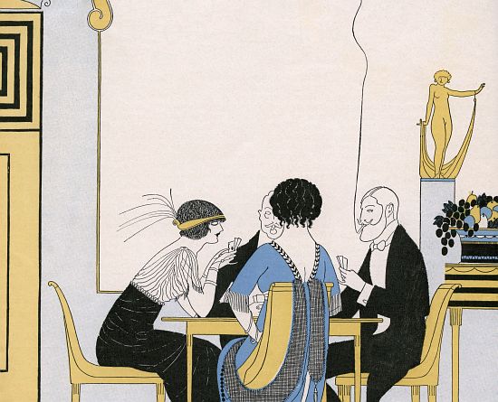 Elegant Couples Playing a Card Game a American School, (20th century)