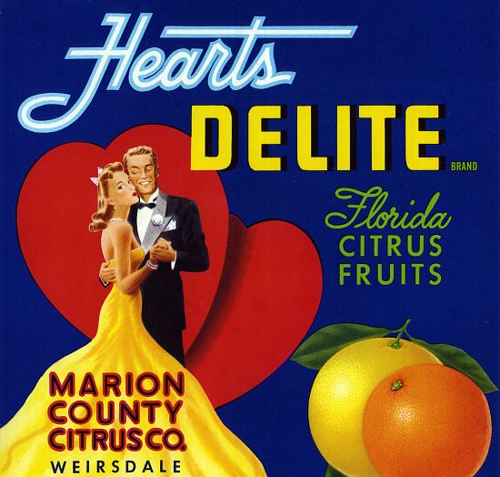Hearts Delite Fruit Crate Label a American School, (20th century)