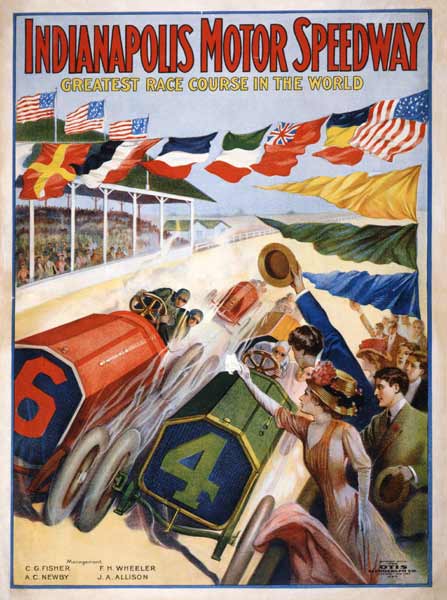 Poster advertising The Indianapolis Motor Speedway a American School, (20th century)