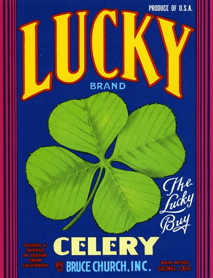 Lucky Brand Celery Fruit Crate Label a American School, (20th century)
