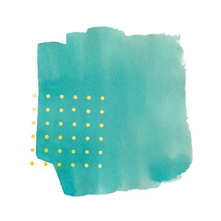 Abstract Teal Watercolor Brushstroke With Yellow Polka Dots