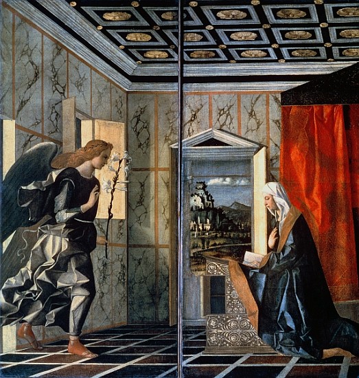 The Annunciation (pre-restoration) a (and assistants) Giovanni Bellini