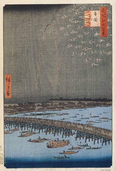 Fireworks by Ryogoku Bridge (One Hundred Famous Views of Edo) a Ando oder Utagawa Hiroshige