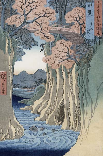 The monkey bridge in the Kai province, from the series 'Rokuju-yoshu Meisho zue' (Famous Places from a Ando oder Utagawa Hiroshige