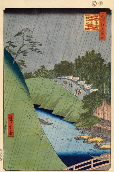 Shohei Bridge and Seido Hall by the Kanda River (One Hundred Famous Views of Edo) a Ando oder Utagawa Hiroshige