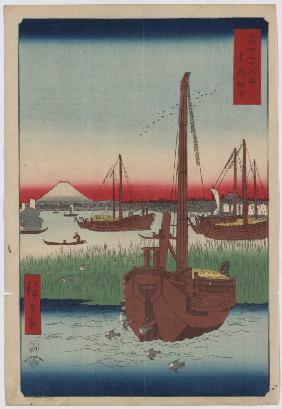 Off Tsukuda Island in the Eastern Capital (From the series "Thirty-Six Views of Mount Fuji")