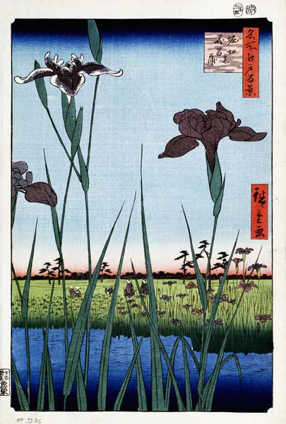 Iris di Horikiri (Cento vedute famose di Edo) a Ando oder Utagawa Hiroshige
