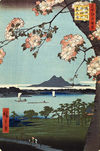 Massaki e il boschetto di Suijin lungo il fiume Sumida a Ando oder Utagawa Hiroshige