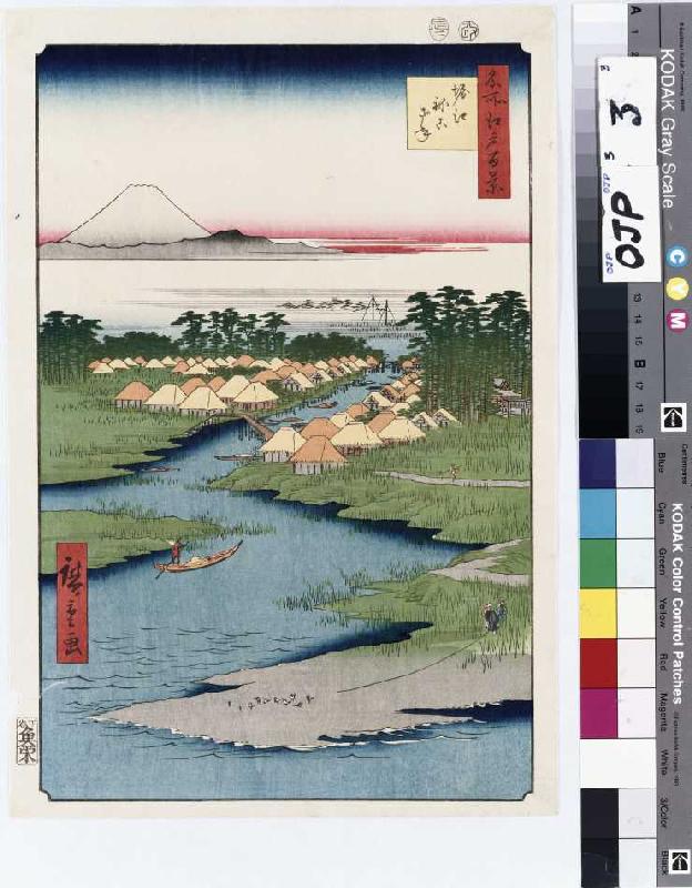 Nekozane bei Horikiri. Aus der Serie: Hundert Ansichten von berühmten Orten in Edo. a Ando oder Utagawa Hiroshige