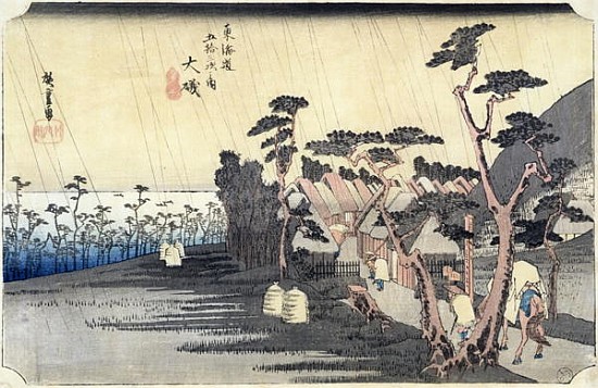 Oiso: Toraga Ame Shower, from the series ''53 Stations of the Tokaido Road'', 1834-35 a Ando oder Utagawa Hiroshige