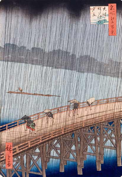 Sudden Shower on Ohashi Bridge at Ataka, from the series ''100 Views of Edo'', 1857 (see also 66101) a Ando oder Utagawa Hiroshige