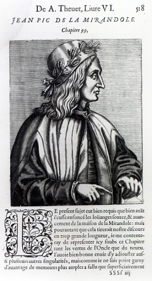 Giovanni Pico della Mirandola, from ''Les Vrais Pourtraits et vies des hommes illustres'' by Andre T a Andre Thevet